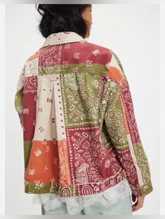 Free People We The Free Opal Swing Printed Denim Jacket. NWT bandanna print - Picture 2 of 3